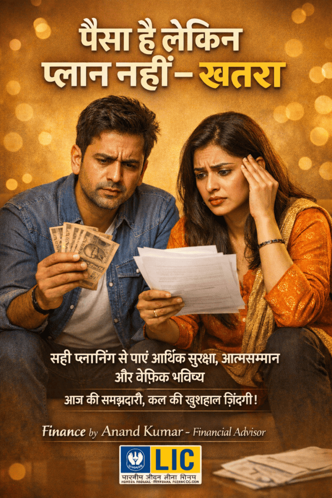 पैसा है लेकिन प्लान नहीं – confused Indian couple financial planning awareness LIC